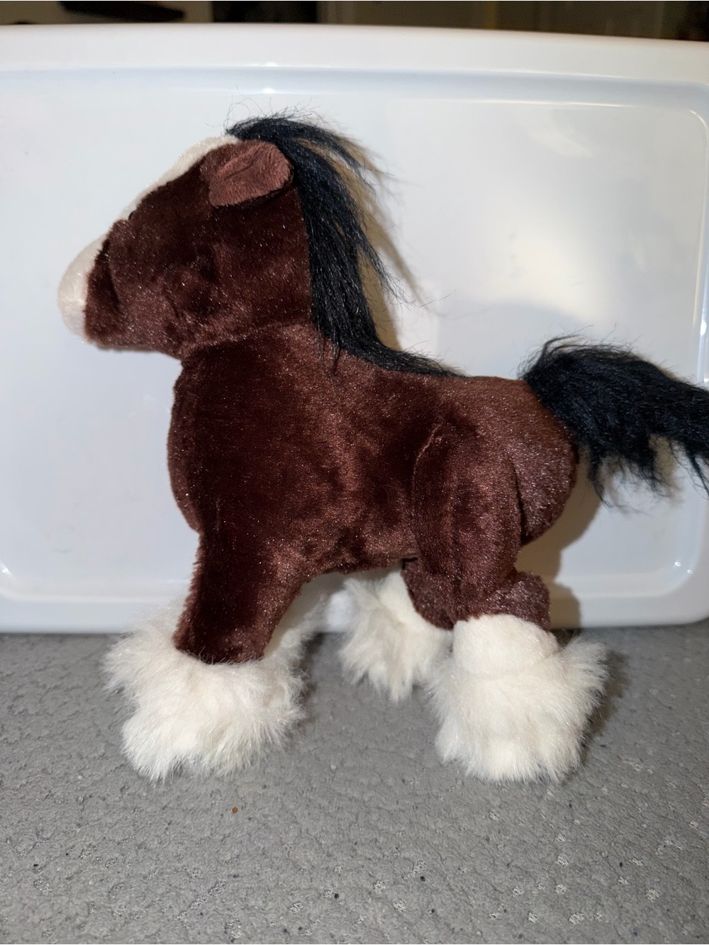 Plush Brown Horse Stuffed Animal with White Hooves